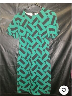 Trina Turk Green and Black Geometric Mini Dress